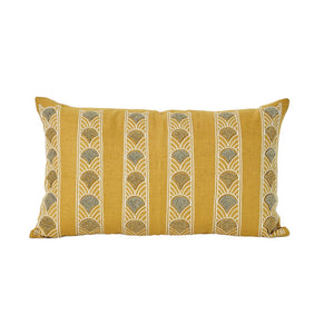linen embroidered cushion cover mustard