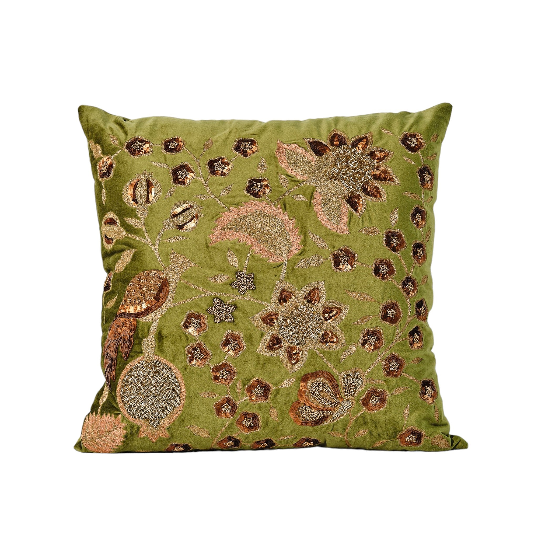 Velvet embroidered cushion cover 50x50cm