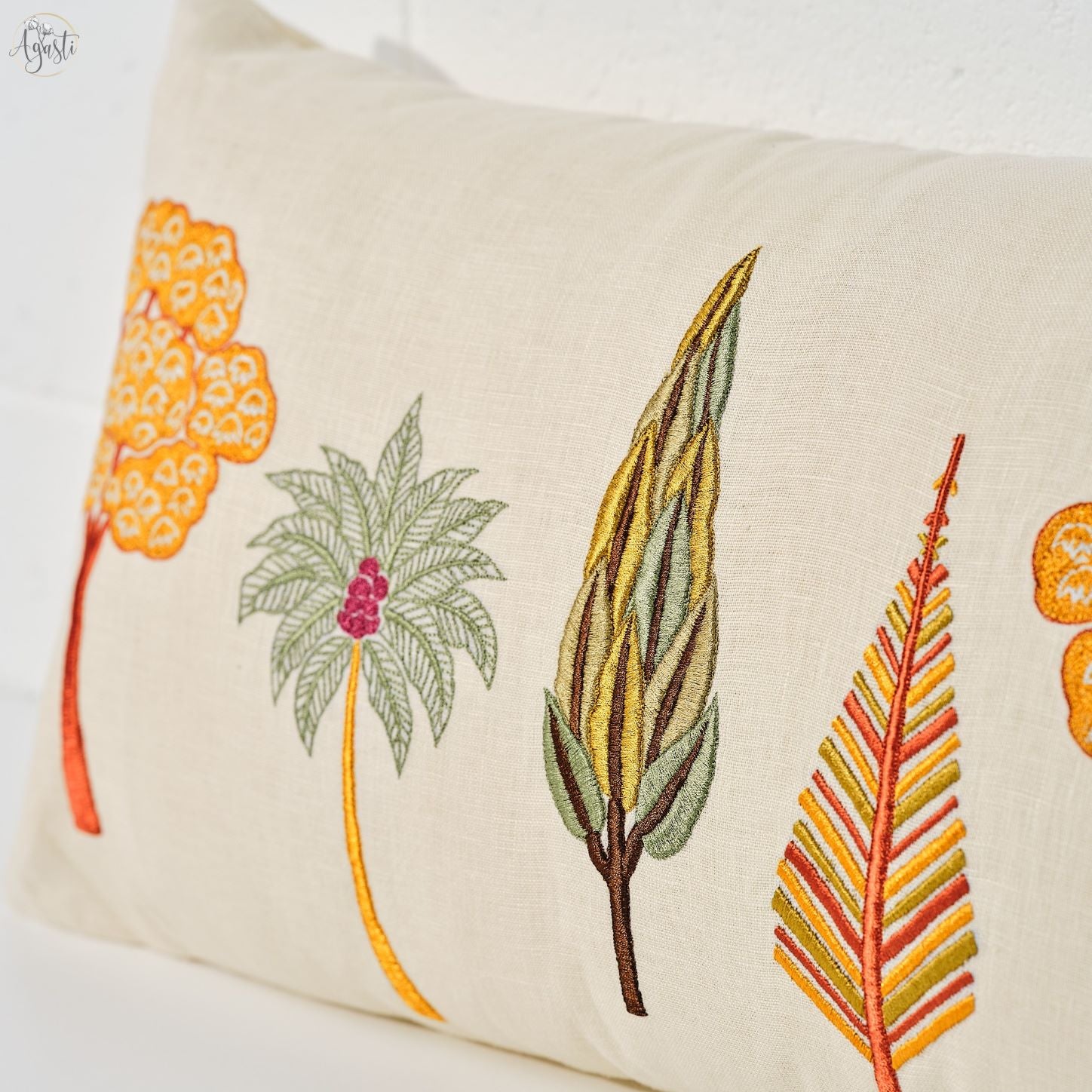 Autumn Garden Embroidered Cushion 50x30cm