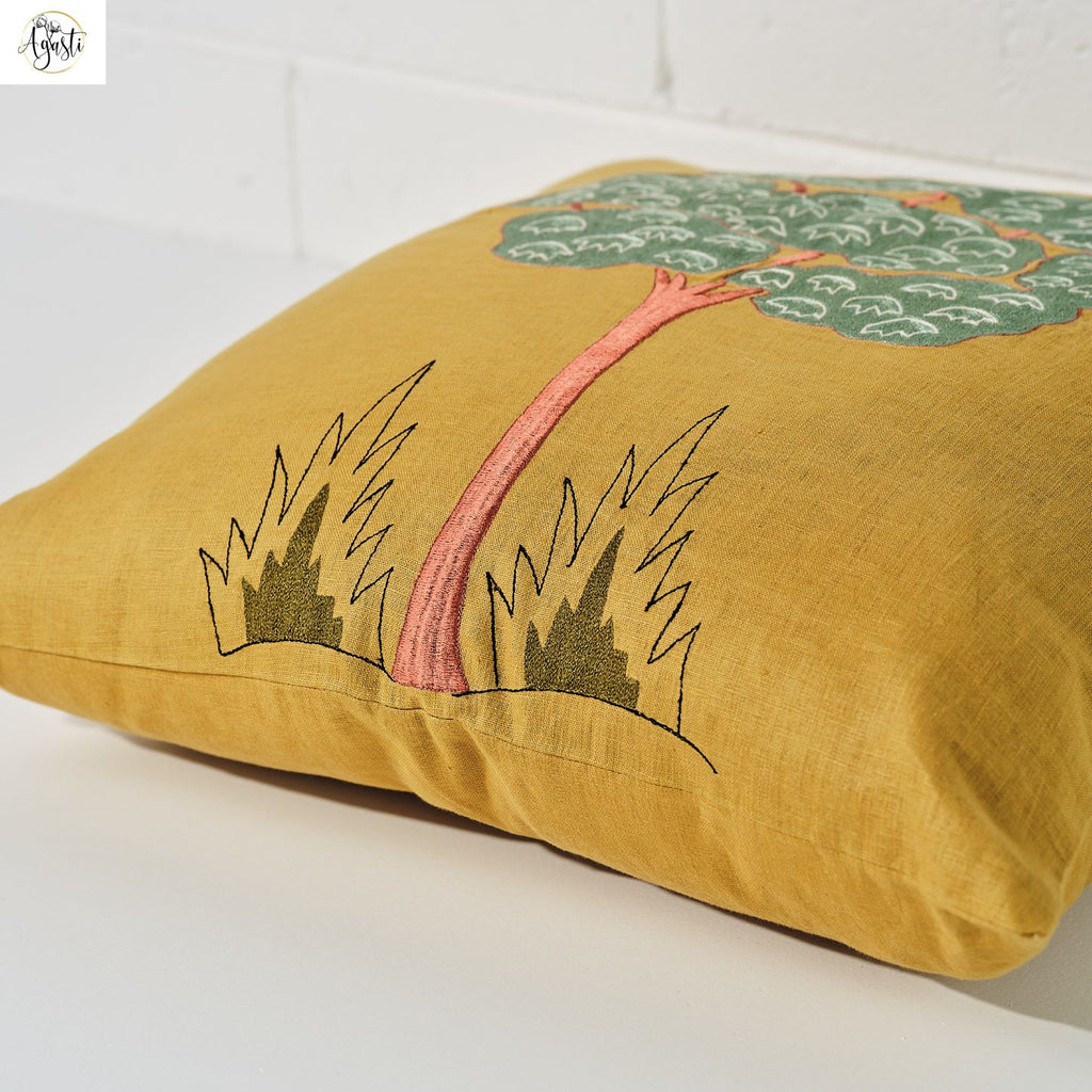 square embroidered cushion cover cottom
