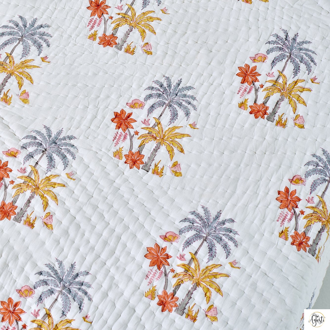 Coco Palm Handblock Printed Quilt