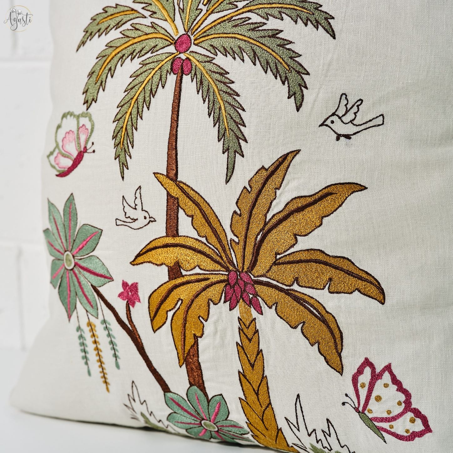 Coco Palm Embroidered Cushion 50x50cm